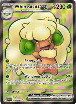 WHIMSICOTT EX 157/086 HOLO ULTRA RARE WHITE FLARE POKEMON NEAR MINT - Image 2