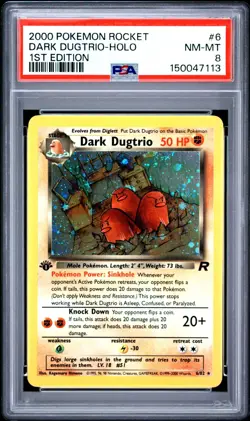 2000 Pokemon Rocket 1st Edition #6 Dark Dugtrio Holo PSA 8 NM-MT - Image 1