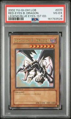 2002 Red-eyes Black Dragon LOB-070 Ultra Rare 1st Ed (Foil Shift) Yugioh PSA 4 - Image 1