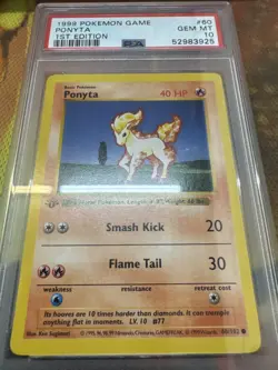 Pokemon Ponyta #60 Base Set 1st Edition PSA 10 Gem Mint - Image 1