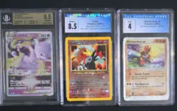 Pokemon TCG Graded Japanese 3-Card Lot: Mewtwo VSTAR 031/071 + Entei 34 - Image 1