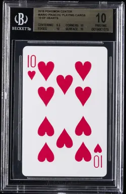 2016 MARIO PIKACHU PLAYING CARDS POKEMON CENTER 10 OF HEARTS BGS 10 - Image 1