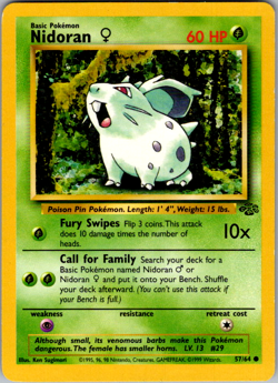 Nidoran 57/64 Common Jungle Unlimited Pokemon TCG Card LP 1999 Vintage WOTC - Image 1