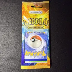 Presstine Sealed Pack Pokemon TCG 5 Holo Trading Cards English - 1 Pack, 5 Cards - Image 1