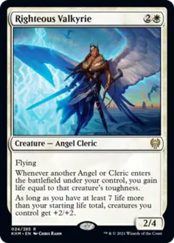 MTG Righteous Valkyrie - Foil, Kaldheim, Lightly Played, English - Image 1