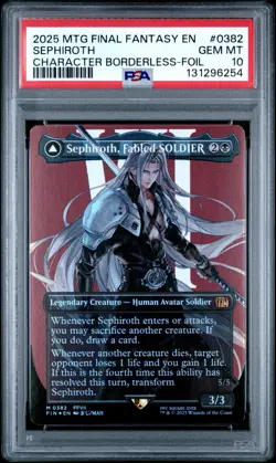 MTG FINAL FANTASY SEPHIROTH, FABLED SOLDIER BORDERLESS FOIL PSA 10 - Image 1