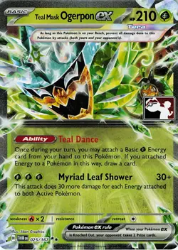Teal Mask Ogerpon ex Holo Double Rare Prize Pack Series Cards 025/167 NM - Image 1