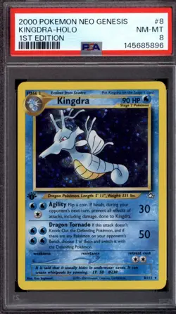 2000 POKEMON NEO GENESIS #8 KINGDRA HOLO PSA 8 1ST EDITION - Image 1