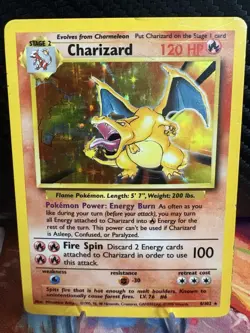 Pokemon Base Set Charizard 4/102 Holo Unlimited HP WOTC Vintage - Image 1