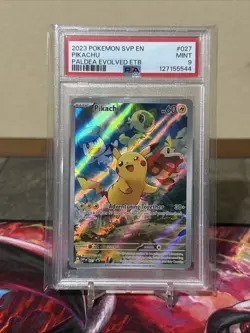 2023 POKEMON SVP EN-SV PALDEA EVOLVED ETB PROMO #027 PIKACHU PSA 9 - Image 1