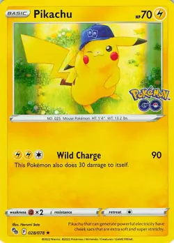 Pikachu 028/078 Holo Rare Pokemon GO Pokemon Near Mint - Image 1