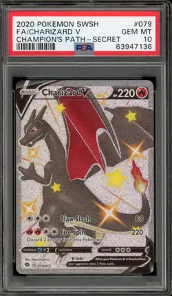 Pokemon Charizard V Champion's Path Secret Rare #079 PSA 10 Gem Mint - Image 1