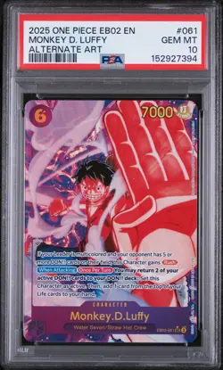 2025 ONE PIECE EB02-EXTRA BOOSTER -ANIME 25TH COLLECTION- MONKEY D. LUFFY PSA 10 - Image 1