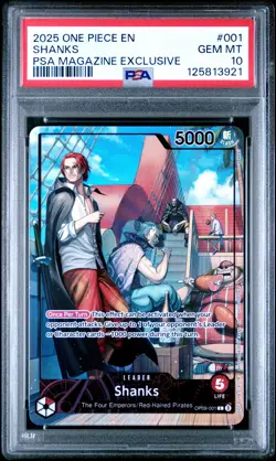 2025 ONE PIECE PROMOS PSA MAGAZINE EXCLUSIVE #001 SHANKS PSA 10 - Image 1