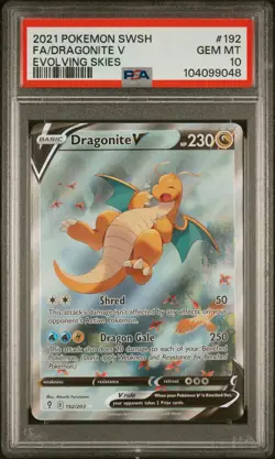 2021 POKEMON SWORD & SHIELD EVOLVING SKIES #192 FULL ART/DRAGONITE V PSA 10 - Image 1