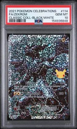 Pokemon TCG Zekrom Celebrations Holo Card Classic Collection 114/114 PSA 10 - Image 1