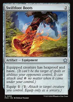 Magic The Gathering MTG SWIFTFOOT BOOTS Foundations NM Near Mint - Image 1