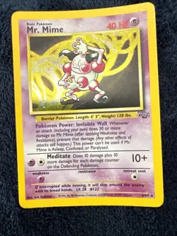 1999 WOTC Pokemon TCG JUNGLE Unlimited Holo Rare MR. MIME 6/64 VINTAGE - Image 2