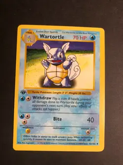 Pokemon Base Set 1st Edition Shadowless Wartortle 42/102 NM - Image 1