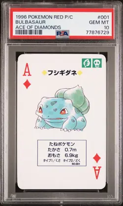 1996 POKEMON RED VERSION PLAYING CARDS ACE OF DIAMONDS #001 BULBASAUR PSA 10 💎 - Image 1