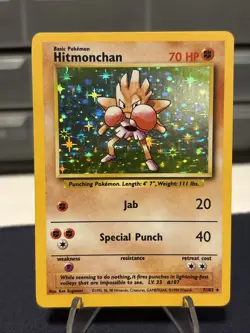 Hitmonchan Base Set Unlimited Holo Card 7/102 LP-MP Pokemon TCG - Image 1