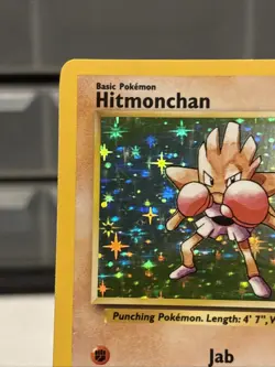 Hitmonchan Base Set Unlimited Holo Card 7/102 LP-MP Pokemon TCG - Image 2