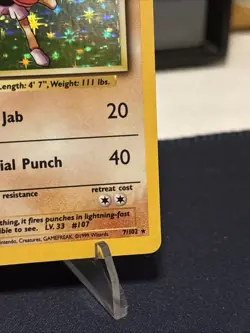Hitmonchan Base Set Unlimited Holo Card 7/102 LP-MP Pokemon TCG - Image 5