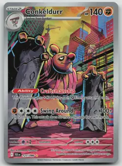 Pokemon TCG Conkeldurr 127/086 Black Bolt Illustration Rare Holo Card NM - Image 1