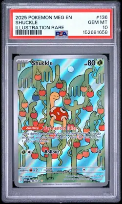 Pokemon Shuckle 2025 Mega Evolution Illustration Rare Card 136/132 ME01 PSA 10 - Image 1