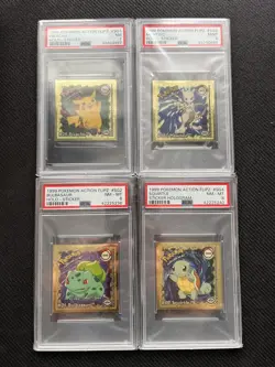 1999 Pokemon Action Flipz Holo Sticker Mewtwo Pikachu Squirtle SG1-SG4 PSA 7-9 - Image 1