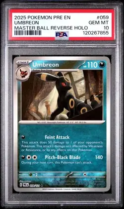 Pokemon Pre En-prismatic Evolutions 059 Umbreon Master Ball Reverse Holo PSA 10 - Image 1
