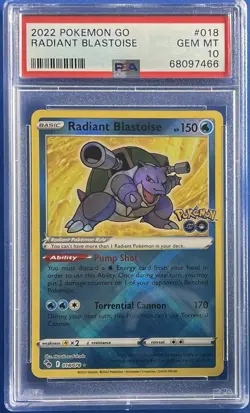 2022 POKEMON GO #018 RADIANT BLASTOISE PSA 10 - Image 1