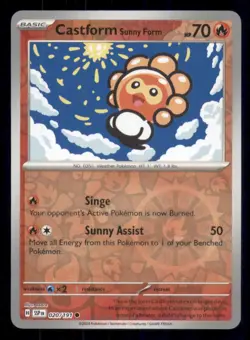 Castform Sunny Form SV08: Surging Sparks #020/191 Common Reverse Holo Pokemon NM - Image 1