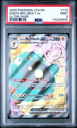 2025 POKEMON JTG EN-JOURNEY TOGETHER ULTRA RARE #172 IONO'S BELLIBOLT EX PSA 9 - Image 1