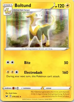 Boltund 076/202 Holo R Sword & Shield Pokemon NM - Image 1
