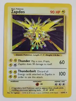 Pokemon TCG Base Set Zapdos 16/102 Rare Holo Unlimited - Image 1