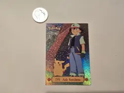 1999 Topps Pokemon Ash Ketchum TV Animation Edition Series 1 Black Logo Holo - Image 1