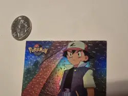 1999 Topps Pokemon Ash Ketchum TV Animation Edition Series 1 Black Logo Holo - Image 4