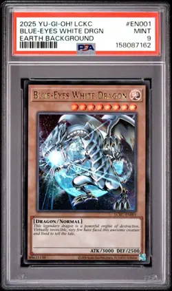 Yu-Gi-Oh! Blue-Eyes White Dragon LCKC-EN001 Earth Background PSA 9 Graded MINT - Image 3