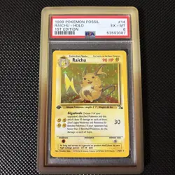 1999 Pokemon Fossil 1st First Edition Raichu 14/62 Holo PSA 6 EX-MT - Image 1