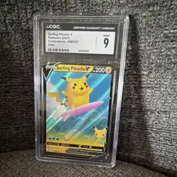 Pokemon TCG Surfing Pikachu V Celebrations 008/025 Holo CGC 9 (2021) - Image 1