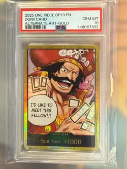 One Piece OP13 EN Gol.D.Roger Don!! Card Alternate Art Gold PSA 10 - Image 1