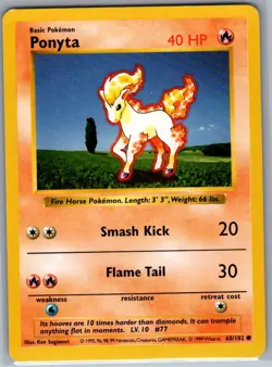Ponyta 60/102 Shadowless Non Holo Base Set - Pokemon Card - NM - Image 1