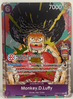One Piece Monkey.D.Luffy (Bandai Card Game Fest 25-26) OP07-073 Promo Foil Card - Image 1