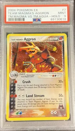 2004 Pokemon EX Team Magma Vs. Team Aqua 7 Team Magma’s Aggron Holo PSA 9 Mint - Image 1
