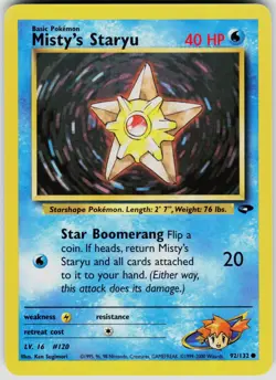 Misty's Staryu 92/132 Common Gym Challenge Pokemon Unlimited Near Mint - Image 1