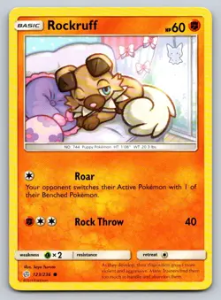 Rockruff 123/236 Common Cosmic Eclipse Pokemon Near Mint - Image 1