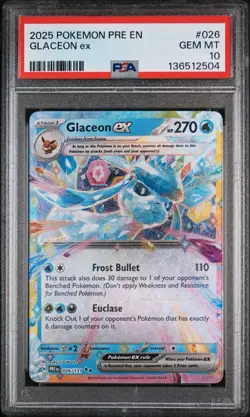 2025 POKEMON PRE EN-PRISMATIC EVOLUTIONS #026 GLACEON EX PSA 10 - Image 2