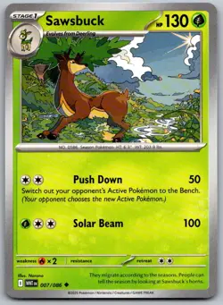 Sawsbuck 007/086 Uncommon White Flare Pokemon Near Mint - Image 1