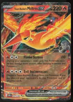 Team Rocket's Moltres ex 031/182 Double Rare Destined Rivals Pokemon Holo NM - Image 1
